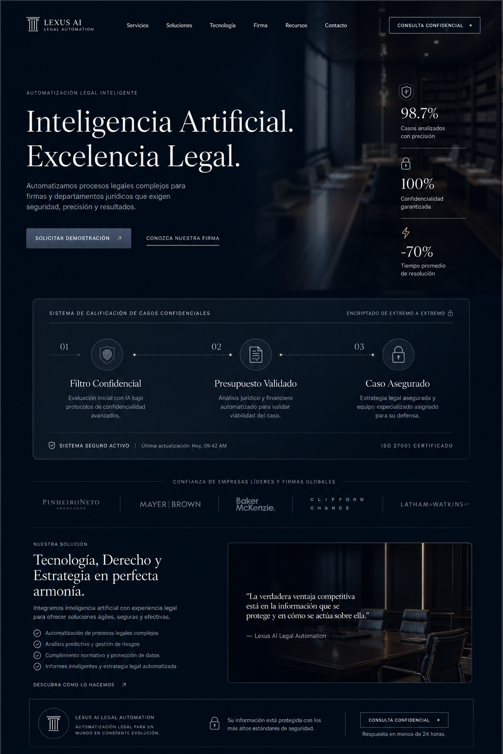 Mockup de página premium para firmas legales